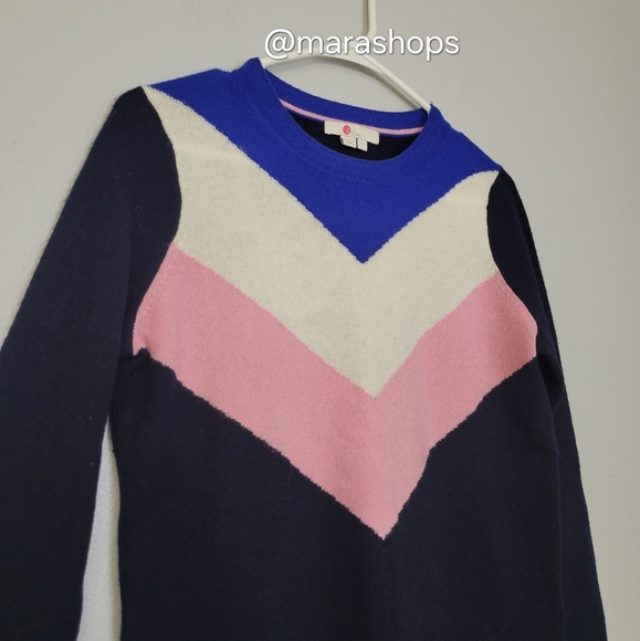 Boden Navy Chevron Cashmere Crew Neck Jumper Sweater - Picture 4 of 7